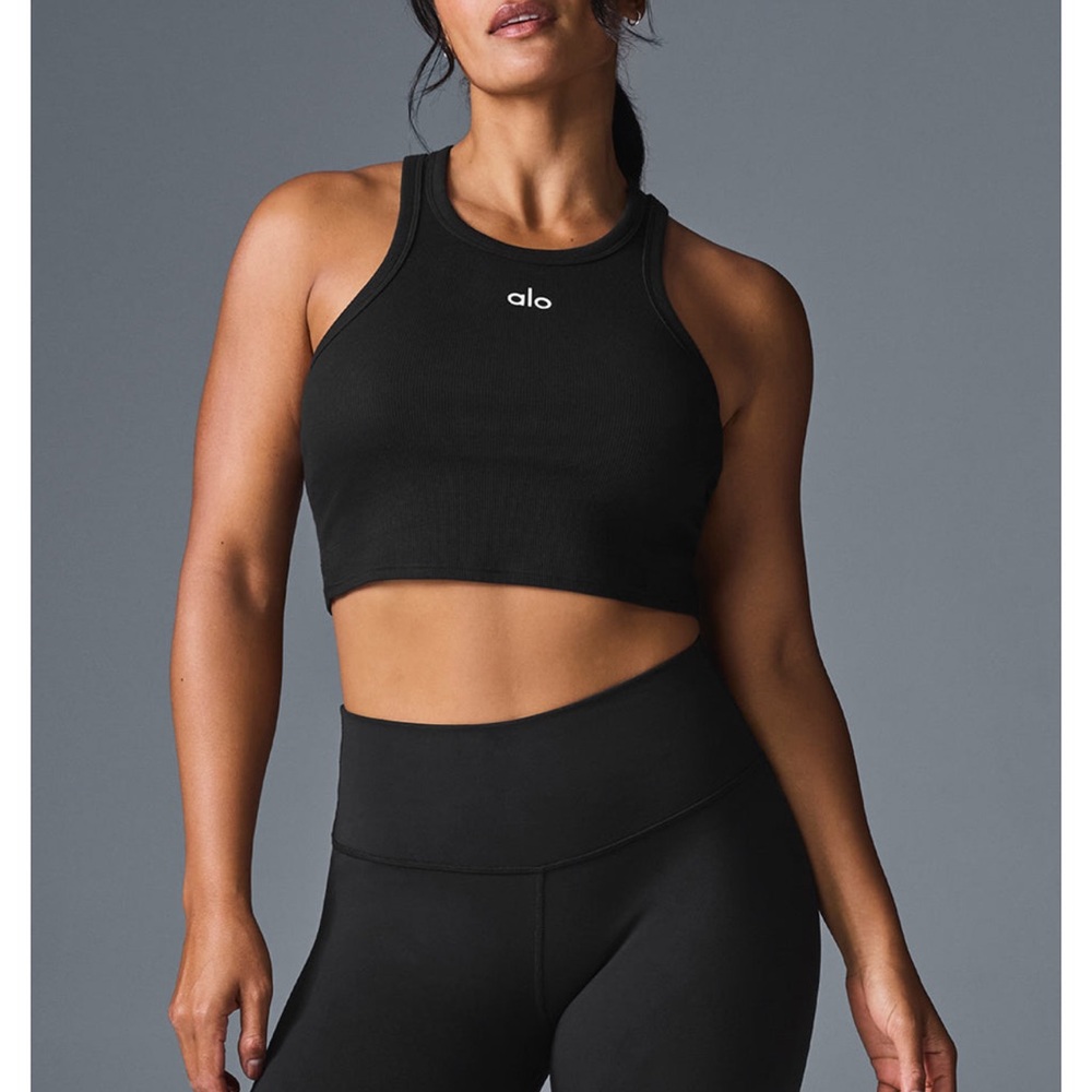 ALO Yoga Black High Neck Aspire Tank